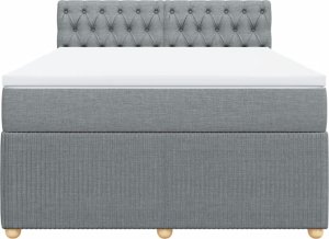 vidaXL vidaXL Łóżko kontynentalne z materacem, jasnoszare, tkanina 160x200 cm 6