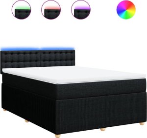 vidaXL vidaXL Łóżko kontynentalne z materacem, czarne, tkanina, 140x190 cm 2