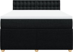 vidaXL vidaXL Łóżko kontynentalne z materacem, czarne, tkanina, 140x190 cm 6