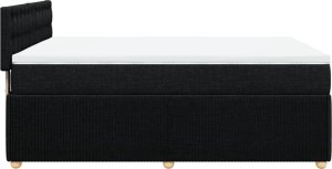 vidaXL vidaXL Łóżko kontynentalne z materacem, czarne, tkanina, 140x190 cm 7