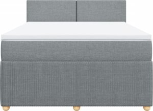 vidaXL vidaXL Łóżko kontynentalne z materacem, jasnoszare, tkanina 160x200 cm 6