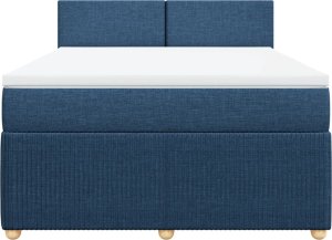 vidaXL vidaXL Łóżko kontynentalne z materacem, niebieskie, tkanina 140x200 cm 6