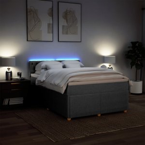 vidaXL vidaXL Łóżko kontynentalne z materacem, jasnoszare 140x200 cm, tkanina 5