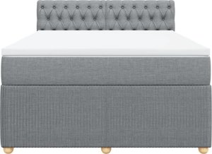 vidaXL vidaXL Łóżko kontynentalne z materacem, jasnoszare 140x200 cm, tkanina 6