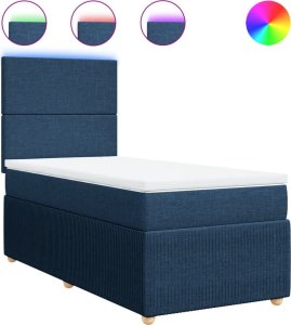 vidaXL vidaXL Łóżko kontynentalne z materacem, niebieskie, tkanina 100x200 cm 2
