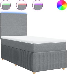 vidaXL vidaXL Łóżko kontynentalne z materacem, jasnoszare, tkanina, 80x200 cm 2