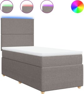 vidaXL vidaXL Łóżko kontynentalne z materacem, taupe, tkanina, 100x200 cm 2