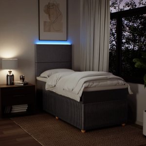 vidaXL vidaXL Łóżko kontynentalne z materacem, taupe, tkanina, 100x200 cm 5