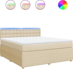 vidaXL vidaXL Łóżko kontynentalne z materacem, kremowe, tkanina, 180x200 cm 2