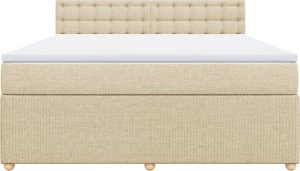 vidaXL vidaXL Łóżko kontynentalne z materacem, kremowe, tkanina, 180x200 cm 6