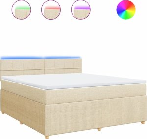vidaXL vidaXL Łóżko kontynentalne z materacem, kremowe, tkanina, 180x200 cm 2