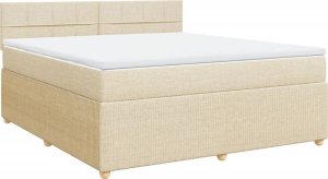 vidaXL vidaXL Łóżko kontynentalne z materacem, kremowe, tkanina, 180x200 cm 3