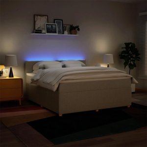 vidaXL vidaXL Łóżko kontynentalne z materacem, kremowe, tkanina, 180x200 cm 5