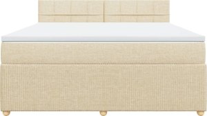 vidaXL vidaXL Łóżko kontynentalne z materacem, kremowe, tkanina, 180x200 cm 6