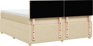 vidaXL vidaXL Łóżko kontynentalne z materacem, kremowe, tkanina, 180x200 cm 8