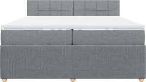 vidaXL vidaXL Łóżko kontynentalne z materacem, jasnoszare, tkanina 200x200 cm 6