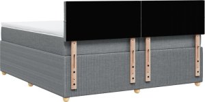 vidaXL vidaXL Łóżko kontynentalne z materacem, jasnoszare, tkanina 200x200 cm 8