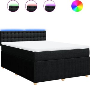 vidaXL vidaXL Łóżko kontynentalne z materacem, czarne, tkanina 160x200 cm 2