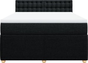 vidaXL vidaXL Łóżko kontynentalne z materacem, czarne, tkanina 160x200 cm 6