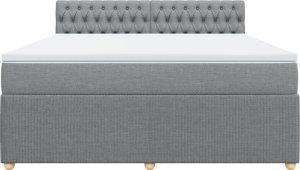 vidaXL vidaXL Łóżko kontynentalne z materacem, jasnoszare, tkanina, 180x200cm 6