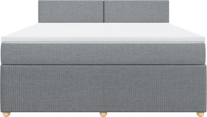 vidaXL vidaXL Łóżko kontynentalne z materacem, jasnoszare, tkanina, 180x200cm 6