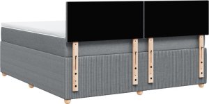 vidaXL vidaXL Łóżko kontynentalne z materacem, jasnoszare, tkanina, 180x200cm 8