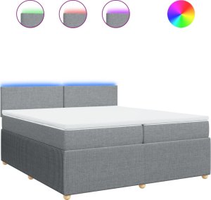 vidaXL vidaXL Łóżko kontynentalne z materacem, jasnoszare, tkanina 200x200 cm 2