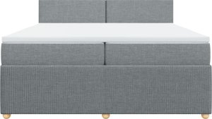 vidaXL vidaXL Łóżko kontynentalne z materacem, jasnoszare, tkanina 200x200 cm 6