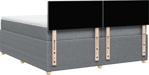 vidaXL vidaXL Łóżko kontynentalne z materacem, jasnoszare, tkanina 200x200 cm 8