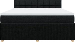 vidaXL vidaXL Łóżko kontynentalne z materacem, czarne, tkanina 180x200 cm 6