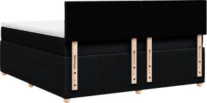 vidaXL vidaXL Łóżko kontynentalne z materacem, czarne, tkanina 180x200 cm 8