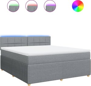 vidaXL vidaXL Łóżko kontynentalne z materacem, jasnoszare, tkanina, 180x200cm 2