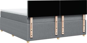 vidaXL vidaXL Łóżko kontynentalne z materacem, jasnoszare, tkanina, 180x200cm 8