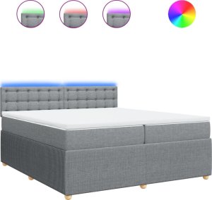 vidaXL vidaXL Łóżko kontynentalne z materacem, jasnoszare, tkanina 200x200 cm 2