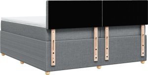 vidaXL vidaXL Łóżko kontynentalne z materacem, jasnoszare, tkanina 200x200 cm 8