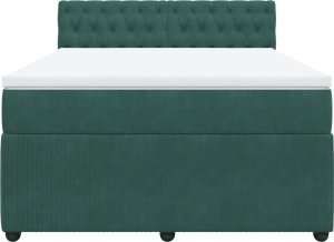 vidaXL Łóżko kontynentalne z materacem, zielone, aksamit, 140x190 cm 4