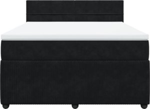 vidaXL Łóżko kontynentalne z materacem, czarne, aksamit, 140x190 cm 4