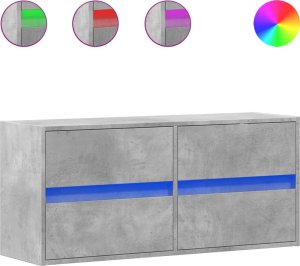 vidaXL vidaXL Ścienna szafka TV z LED, szarość betonu, 100x31x45 cm 2