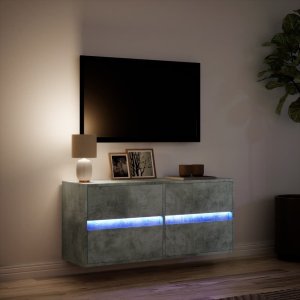 vidaXL vidaXL Ścienna szafka TV z LED, szarość betonu, 100x31x45 cm 5
