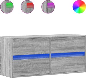 vidaXL vidaXL Ścienna szafka TV z LED, szary dąb sonoma, 100x31x45 cm 2