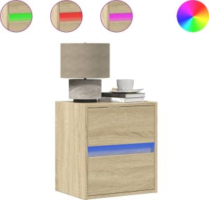 vidaXL vidaXL Ścienne szafki TV z LED, 2 szt., dąb sonoma, 41x31x45 cm 2