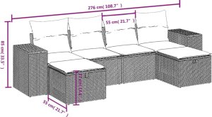 vidaXL vidaXL 6-cz. zestaw mebli ogrodowych, z poduszkami, jasnoszary 4