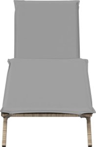 vidaXL vidaXL Leżak z poduszką, beżowy, polirattan 3