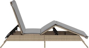 vidaXL vidaXL Leżak z poduszką, beżowy, polirattan 4