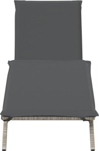 vidaXL vidaXL Leżak z poduszką, jasnoszary, polirattan 4