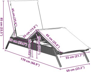 vidaXL vidaXL Leżak z poduszką, jasnoszary, polirattan 10