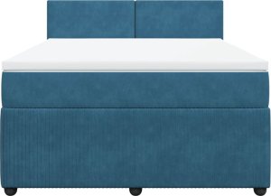 vidaXL vidaXL Łóżko kontynentalne z materacem, niebieskie, 140x190cm, aksamit 6