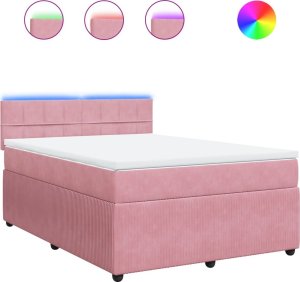 vidaXL vidaXL Łóżko kontynentalne z materacem, różowe, aksamit, 140x190 cm 2