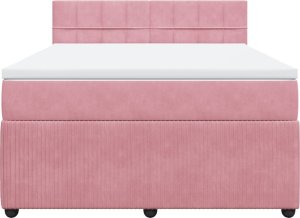 vidaXL vidaXL Łóżko kontynentalne z materacem, różowe, aksamit, 140x190 cm 6
