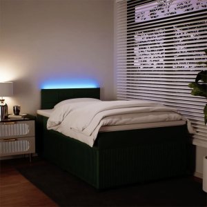 vidaXL Łóżko kontynentalne z materacem, ciemnozielone, 120x200 cm 4